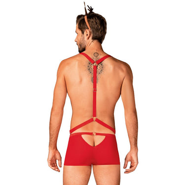 Set Sexy Natale: Imbracatura rossa, boxer in rete e orecchie di renna